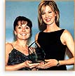 Actress Jenna Elfman with awardee Patti Johnson of the Colorado State School Board