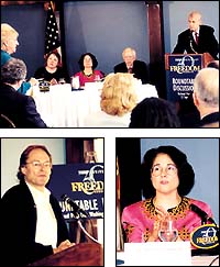 Author and nationally syndicated columnist Alexander Cockburn and educator Beverly Eakman